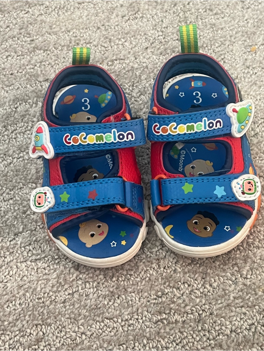 CoComelon Blue & Red Kids Sandals with Fun Character Accents